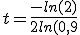 t = \frac{-ln(2)}{2ln(0,9}